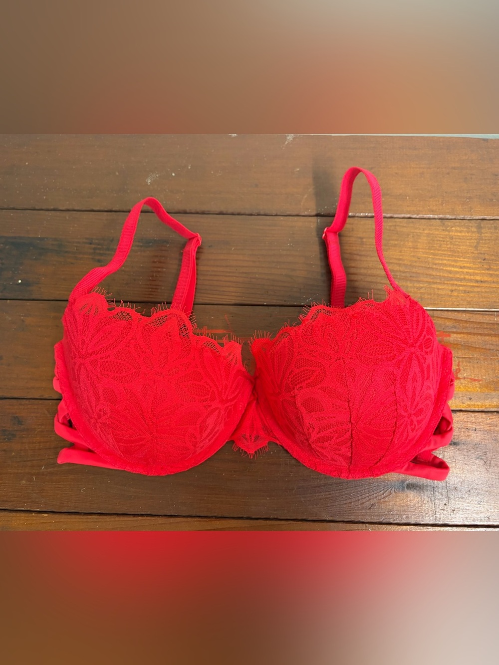 PINK Victoria's Secret Red Lace Push Up Bra